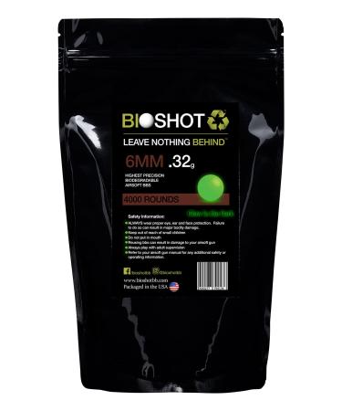 BioShot Biodegradable Green Tracer Glow in The Dark Airsoft BBS .32g Super Slick Polish - Seamless Competition Match Grade for All 6mm Airsoft Guns and Accessories (4000 Rounds)