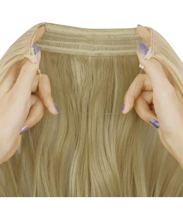 OMGREAT 18 Inch Curly Wavy Halo Hair Extensions - Invisible Wire Ash Blonde Mix Bleach Blonde - Buy Online on GoSupps.com