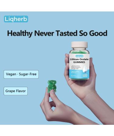 Lithium Orotate 5mg Gummies for Mood Support & Stress Management - Vegan Sugar-Free Non-GMO Gluten Free Grape Flavor 60 60 Count (Pack of 1) - Buy Online on GoSupps.com