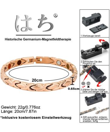 Men's Rose Gold Magnetic Field Therapy Bracelet - Adjustable 7.8 Magnetic Hard Band - Ideal Health Gift - Buy Online on GoSupps.com