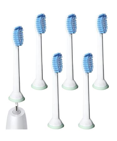 PAI4LEISI Sensitive Replacement Toothbrush Heads Compatible with Philips Sonicare Toothbursh HX6053 Sensitive Replacement Heads with Soft Bristles 6 Pack