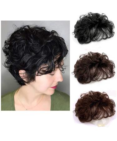 EREE HAIR 10Inch Short Curly Hair Topper Clip in Hair Topper Top Hairpieces Topper Human Hair Extensions Wiglet Topper Hair Piece for Women with Thinning Hair Reddish Brown Color