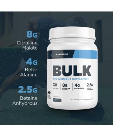 Transparent Labs Bulk Pre Workout Powder - Naturally Sweetened Advanced Formula for Muscle Building & Strength - 30 Servings Blue Raspberry - International Shipping Available - Buy Online on GoSupps.com