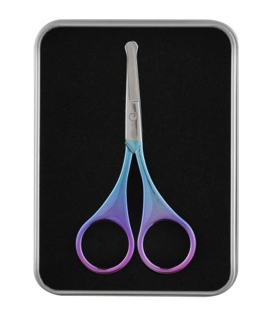Ethnic Choice Scissors for Hair Cutting Nose Hair Scissors Rounded Tip Nasal Scissors Facial Hair Scissors Stainless Steel Blunt Tip Scissor for Eyebrows Nose Moustache Beard Grooming (Blue)