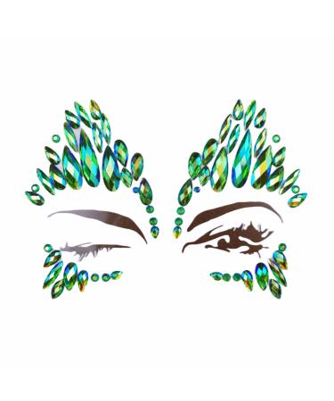 halloween face jewels festival Christmas face gems stick on rhinestone tattoo stickers pasties self adhesive temporary tattoos Fashion jewelry for party (green AB/SV-01)