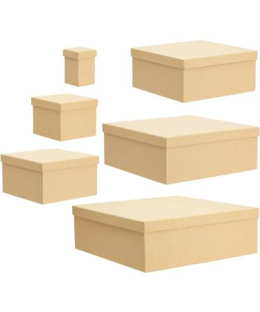 6-Pack Decorative Nested Gift Boxes with Lids - Assorted Sizes, Square Nesting Boxes for Presents, Wedding, Birthday, DIY - Stackable and Durable Thick Paper Board - Buy Online on GoSupps.com
