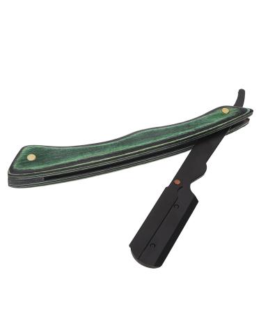 Premium Foldable Straight Edge Razor Holder | Stainless Steel & Wood Beard Knife for Barbers - Green - Buy Online on GoSupps.com