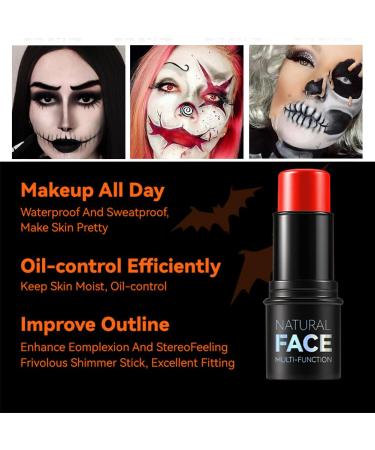Long Lasting Face Stick for Sports & Cosplay - White Black Green Red | Natural Cream Eyeshadow for Baseball Softball Football Lacrosse | Halloween Body Paint - Buy Online on GoSupps.com