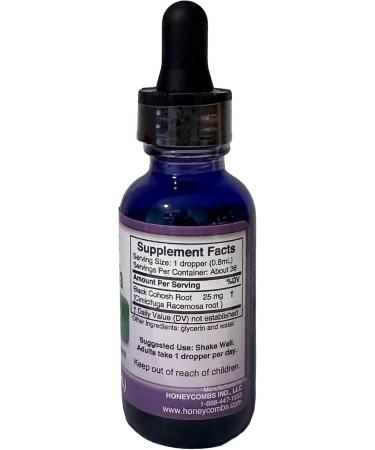 HoneyCombs Black Cohosh Liquid Extract Herbal Supplement for Women's Wellness Cold-Pressed, Alcohol-Free, 1 fl oz 1 Ounce (Pack of 1) - Buy Online on GoSupps.com