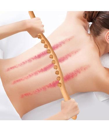 Premium Gua Sha Wooden Stick - Multifunctional Massage Tool with 10 Pearls | Natural Wood Rolling Massage Device for Relaxation - Buy Online on GoSupps.com