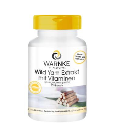 Wild yam - Extract - 250 capsules- Vegetarian - 20% diosgenin, vitamin C and E beta-carotene, zinc and selenium | Warnke Vitalstoffe - Quality from German pharmacies
