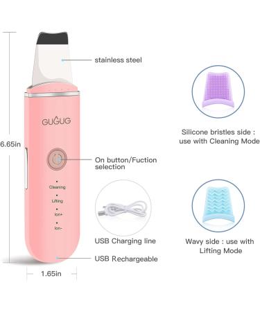 GUGUG Skin Scrubber Face Spatula - Blackhead Remover and Pore Cleaner for Facial Deep Cleansing - 4 Modes Skin Care Tool with Comedones Extractor in Pink - Buy Online on GoSupps.com