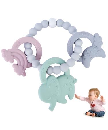 Baby Teething Toys  Silicone Teething Relief Toys  Baby Chew Toys for Sucking Needs  Infant to Toddler Teether  Food-Grade Silicone  Elephant Shape