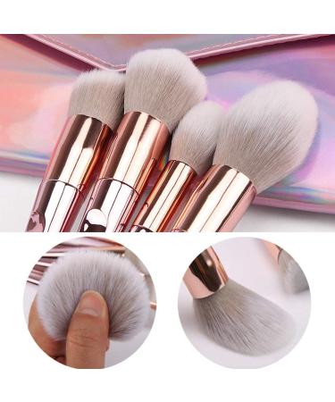 10-Piece Metal Luster Handle Makeup Brush Set with Storage Bag - Eyeshadow Foundation & Powder Cosmetic Tools - Buy Online on GoSupps.com