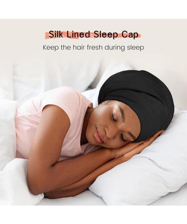 iCooBreeze Mulberry Silk Lined Sleep Cap Bonnet - Pink | Adjustable Strap for Curly Hair | Women and Men - Buy Online on GoSupps.com