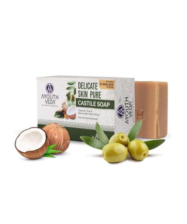 Delicate Skin Pure Castile Soap | With the Goodness of Tulsi Neem Coconut & Olive Oil | Cleanse Tones & Rejuvenates Skin | Handmade Soap