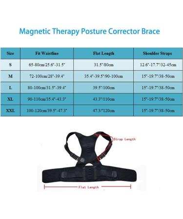 Magnetic Back Support Posture Corrector - 10 Magnets Adjustable Straps Breathable Mesh Panels - Black XXL | Shop Internationally - Buy Online on GoSupps.com