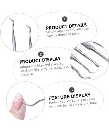 Beavorty 1 Set Manicure tools reverse curved fine tip cuticle tool metal nail pusher cuticle spoon cuticle stick pusher manicure nail trimmer dead skin remover Stainless steel Shaper major - Buy Online on GoSupps.com