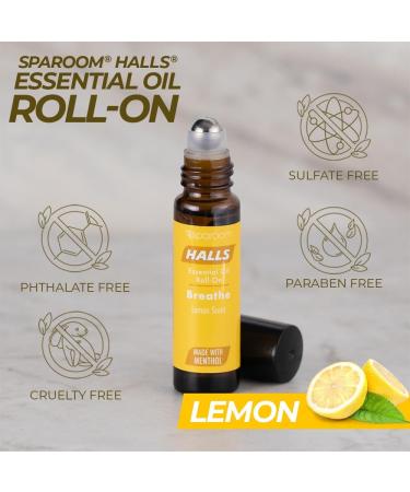 Halls Breathe Essential Oil Roll On Lemon Uplifting Citrus Blend with Menthol for Stress and Craving Relief Clean Botanical Aromatherapy for Travel or Home Use 10mL Pocket-Sized Format Lemon 0.33 Fl Oz (Pack of 1) - Buy Online on GoSupps.com
