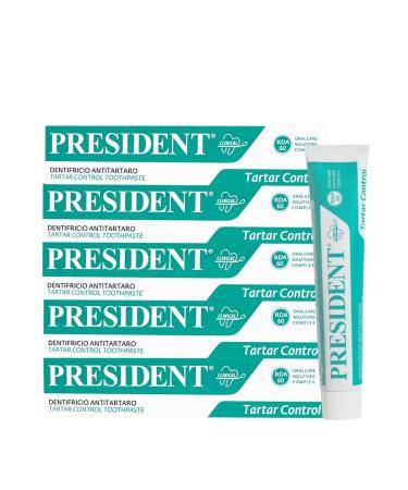 President set of 5 toothpastes against tartar. Fights the formation of plaque and caries fresh breath. RDA 60. 5 x 75 ml