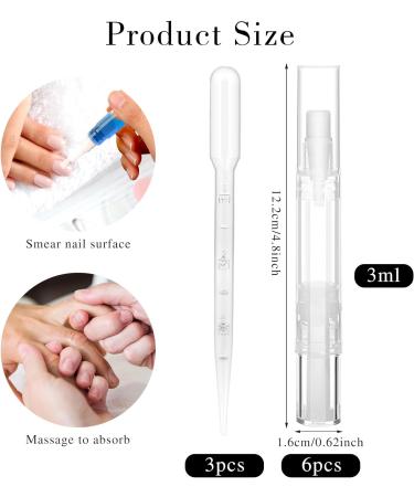 6pcs 3ml Empty Cuticle Oil Pen with 3pcs Pipettes Transparent Twist Pen Refillable Empty Nail Oil Pens for Applicator Lip Gloss Dispenser With Brush Tip Eyelash Growth Liquid Tube Cosmetic Container - Buy Online on GoSupps.com