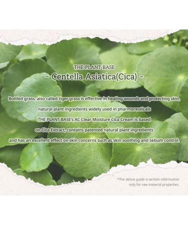 Buy THE PLANT BASE AC Clear Moisture Cica Cream 100ml | Korean Skincare with 76% Centella Asiatica | Hydrating Moisturizer for Clear Skin - Buy Online on GoSupps.com