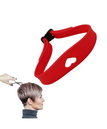 Adjustable Neck Hair Guide - Hairline Shaping Haircut Bands Tool - Curved Silicone Hair Styling Tools Haircut Bands for Home Haircuts Red