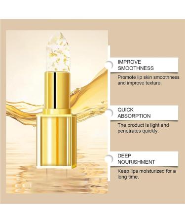 JIAOY FlowerJelly Lipstick Gold Color Change Transparent Lip Balm Waterproof Long Lasting Lip Balm 2 Pack - Buy Online on GoSupps.com