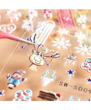 8 Sheets 3D Embossed Merry Christmas Nail Art Stickers Decals 5D Self-Adhesive White Snowman Snowflakes Heart Nail Supplies Nail Art Design Decoration Accessories - Buy Online on GoSupps.com