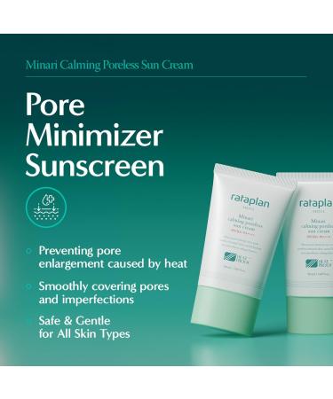 Rataplan Minari Calming Poreless Sun Cream SPF 50+ PA++++ - Mineral Korean Sunscreen for Face Pore Minimizer Broad Spectrum Protection Reef Safe - 1.69fl.oz - Buy Online on GoSupps.com