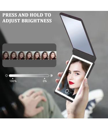 Magnifying Mirror with Light Foldable Compact Mirror 2-Sided Light Up Travel Mirror USB Rechargeable 1X and 2X Portable Mirror Makeup LED Mirror Gifts for Girls Black - Buy Online on GoSupps.com