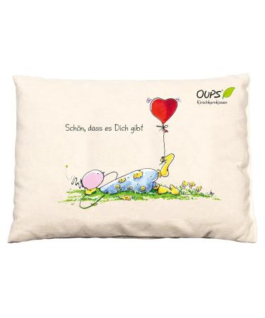 Oups cherry stone bits 26 x 19 cm with saying: It's great that you exist