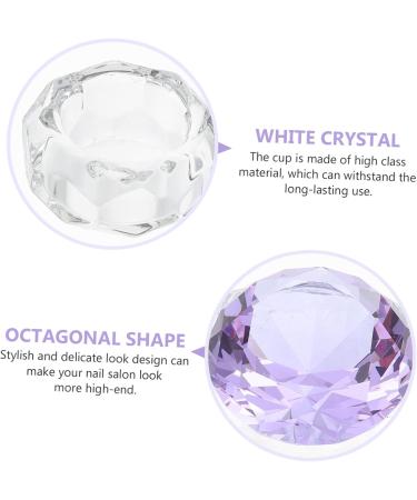 Beavorty nail art crystal cup acrylic nail glassware powder dappen dish bowl nail glass cup glass nail acrylic terrarium Nail Art Cleaning Tool with cover purple equipment White crystal - Buy Online on GoSupps.com