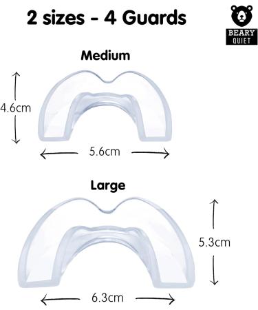 Beary Quiet Mouth Guard for Teeth Grinding, Anti Snore, Bruxism Prevention 2 Sizes, 4 Pcs - Buy Online on GoSupps.com