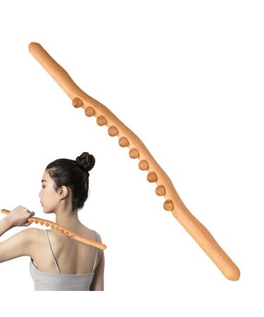 Guasha wooden stick - wooden rolling tools |Massage tab for wood with 10 pearls multifunctional manual sparkling massage devices color raw wood 10 pearls