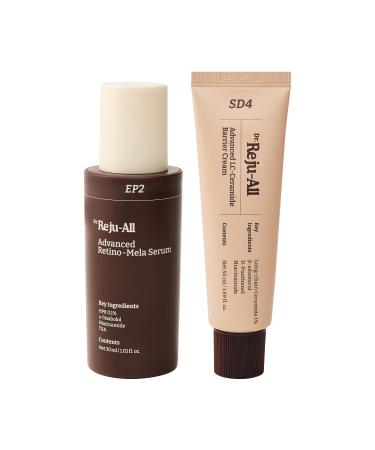 Dr. Reju-All Advanced Retino-Mela Serum + Advanced LC-Ceramide Barrier Cream - HPR Retinol Serum for Face - Patented Long Chain Ceramide Deep Hydration - Korean Skin care Gentle & Beginner-Friendly