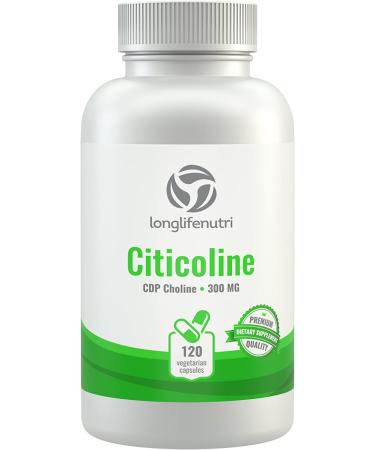 Citicoline CDP Choline 300mg - 120 Vegetarian Capsules | Made in USA | Brain Function & Memory Support | Cognitive Enhancer | 120 Count - Buy Online on GoSupps.com
