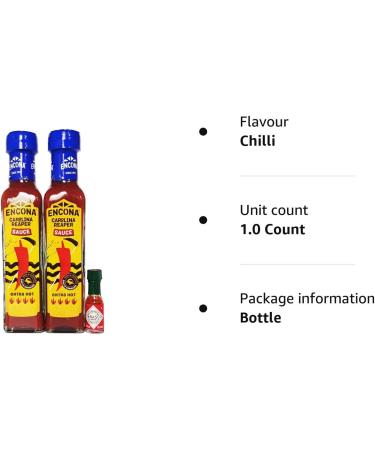 Encona Carolina Reaper Chilli Sauce (2x142ml) and Mini Tabasco (3.7ml) - Buy Online on GoSupps.com