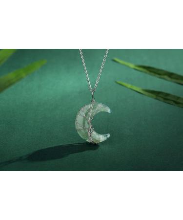 XIANNVXI Crystal Crescent Moon Necklace - Tree of Life Aventurine Pendant for Women - Buy Online on GoSupps.com