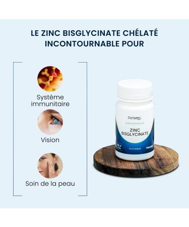 Zinc Bisglycinate - 60 Capsules - Immune System Skin and Vision - Chelated Form for Maximum Bioavailability - 10mg per capsule - 100% Vegan and No Additives - Dynveo - Buy Online on GoSupps.com