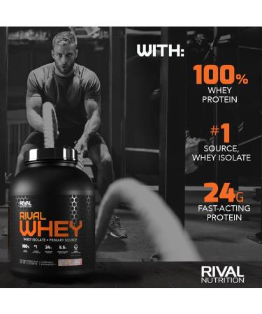 Rivalus Rivalwhey Rich Chocolate 5lb - 100% Whey Protein Isolate with BCAAs | Clean Nutritional Profile | No Banned Substances | Made in USA | Chocolate 5 Pound - Buy Online on GoSupps.com