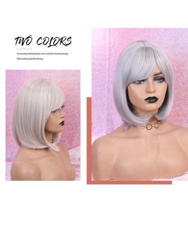 Short Silver Bob Wig for Women | Synthetic Curly & Straight Styles | Cosplay Party & Vintage Looks | International Shipping - Buy Online on GoSupps.com