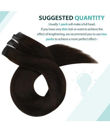 Moresoo Seamless Clip in Human Hair Extensions Darkest Brown #2 22 Inch 120g - Buy Online on GoSupps.com