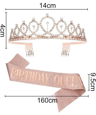 Buy Mzsm Rose Gold Birthday Queen Sash & Crown - Pink Birthday Decoration for Girls & Women - Buy Online on GoSupps.com