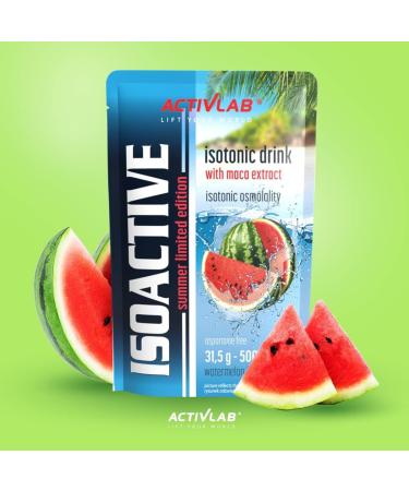 Activlab Isoactive Isotonic Drink with Maca - Electrolyte & B-Vitamins - 20 x 31.5g Watermelon - Practical 500ml Bag - 3x Lab Tested for Optimal Hydration - Buy Online on GoSupps.com