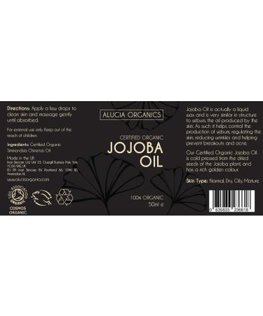  ALUCIA ORGANICS Certified Organic Jojoba Oil - 100% Pure Jojoba Oil for Face Body & Hair - Natural Cold Pressed & Unrefined - Vegan & Cruelty Free - Buy Online on GoSupps.com
