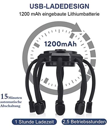 Ultra Scalp Massager Octopus - Electric Head Massage Device for Deep Relaxation | 10 Vibrating Contacts | Upgrade Black - Buy Online on GoSupps.com