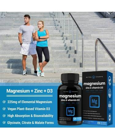 YHN Magnesium Zinc & Vitamin D3 Supplement - 120 Vegan Capsules for Bone, Muscle & Heart Health - Immune Support - High Bioavailability - Buy Online on GoSupps.com