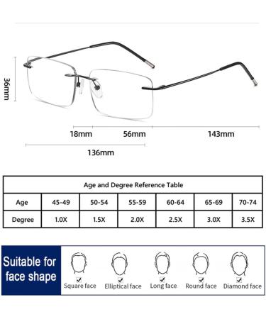 Ultra-Lightweight Rimless Reading Glasses for Men Progressive Multifocus Readers Anti Blue Light Glasses(Grandeur:2.0x) - Buy Online on GoSupps.com