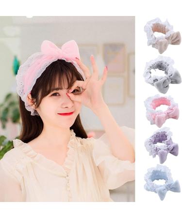 JSGHGDF Headband Plush Bows Solid Color Headband Ruffle Lace Soft Makeup Hairband -slip Elastic Headbands for Girls Women Orange - Buy Online on GoSupps.com